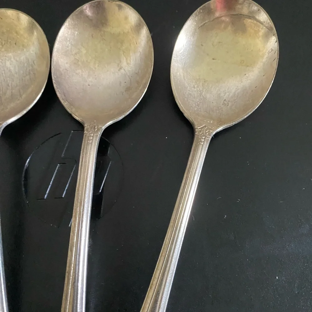 Vintage 4 National Silver Guildcraft Concerto 1944 MCM Regency Soup Spoon Set